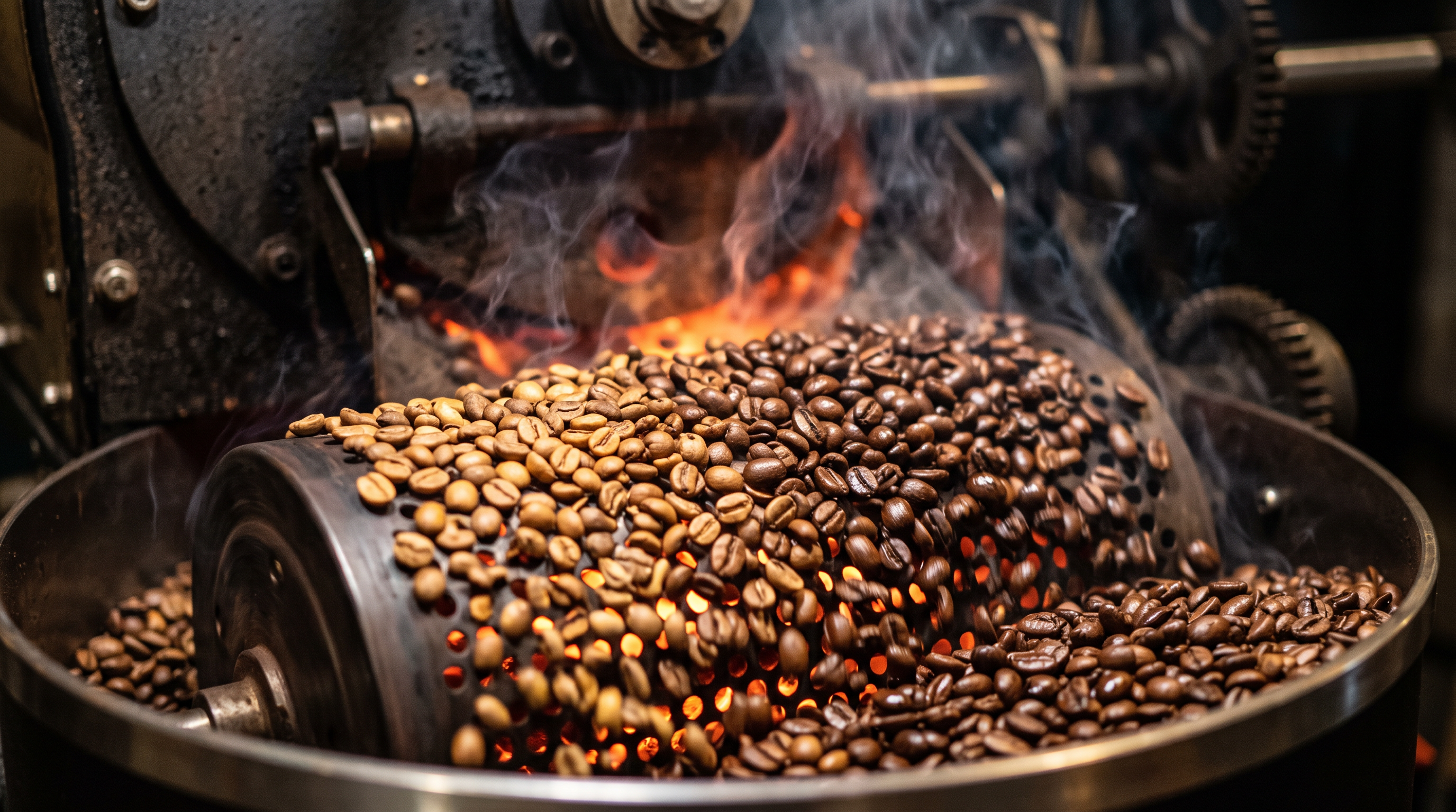 Granos de café tostándose